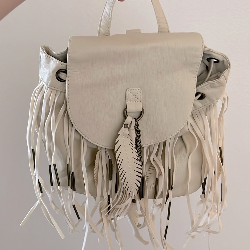 Kohls white tassel fringe backpack new mudd